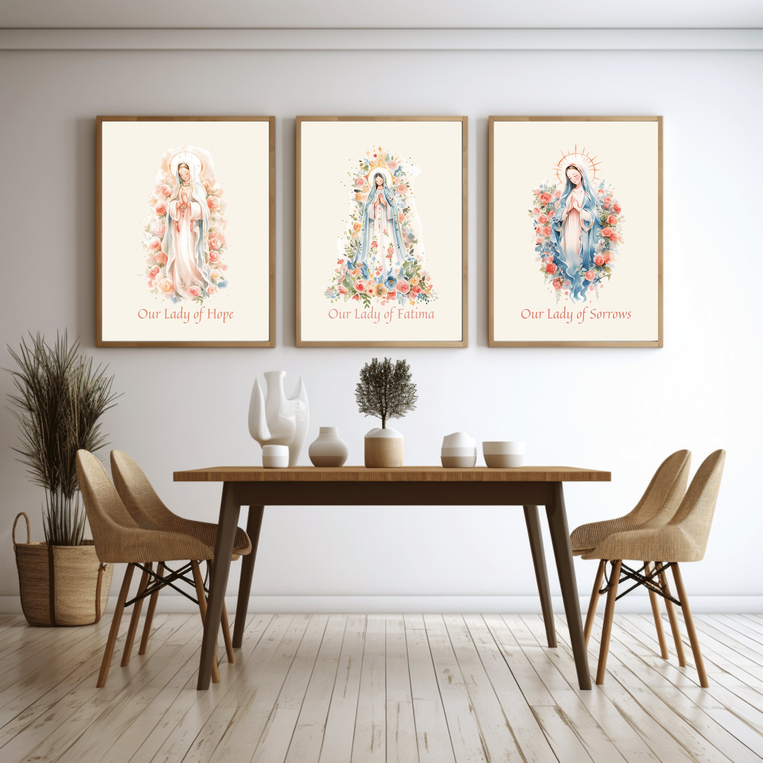 Watercolor Art Set of 6 Virgin Mary Traditional Catholic Icon Prints ...