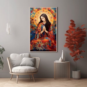 Mary Magdalene Modern Christian Art, Eclectic Catholic Home Decor, Maximalist Mary Magdalene Poster, Religious Female Saints MCM Wall Art