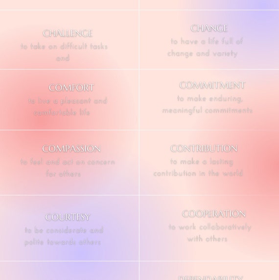 Personal Values Worksheet - Etsy