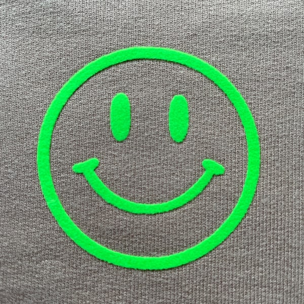Smiley Aufbügler Bügelbild / Patch / Plot / Bügelbild zum selbst aufbügeln auf Shirts, Taschen etc. Neon