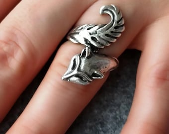 Fox Motif Adjustable Statement Ring