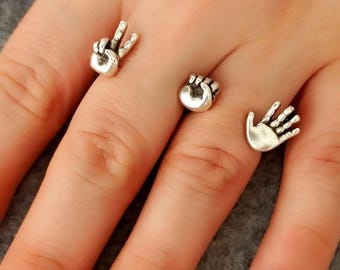 Rock Paper Scissors Adjustable Two-Finger Ring