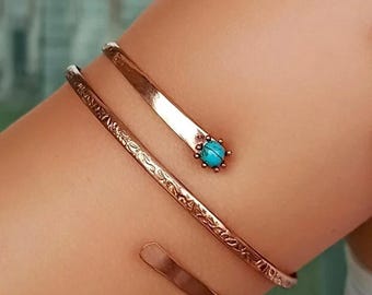 Rustic Natural-Stone Copper Adjustable Bracelet
