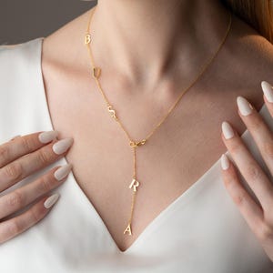 Personalized Y Necklace | Custom Initial Lariat Necklace | Minimalist Sterling Silver Jewelry | Dainty Gift for Her