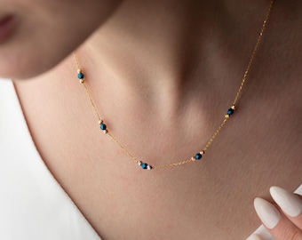 Hämatit Perlenkette: Minimalistischer Boho Edelstein Schmuck