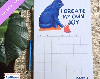 2026-2027 Funny Cat Calendar with Motivational Affirmations