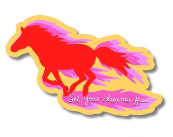 Year of the Fire Horse 2026 Set Your Dreams Free Vinyl Sticker