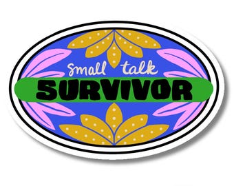 Vinylklistermärke med Small Talk Survivor – Roligt introvertklistermärke
