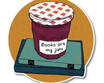 Books Are My Jam Sticker: Funny Book Lover Vinyl Decal