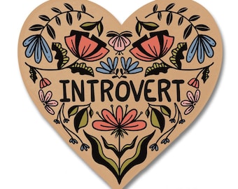 Introvert Heart Floral Vinyl Sticker for Homebodies