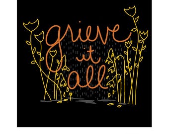 Sticker Grieve It All: bloemkunst, emotionele genezing vinyl sticker