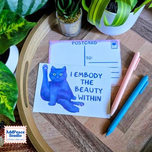 Lustige Katzen-Affirmationen – 10 Postkarten im Set – Positive Karten für Postcrossing und Brieffreundschaften
