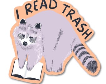 Pegatina de vinilo de mapache literario "Leo basura" para lectores