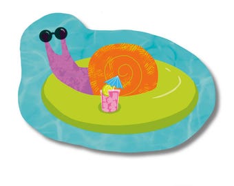 Snail Pool Float Sticker | Summer Swim Illustration