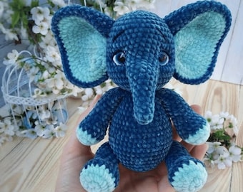 Häkelanleitung für einen sitzenden Elefanten (PDF), Elefanten-Amigurumi-Tutorial, Safari-Tier-Plüschtier, einfache Häkelanleitung für ein Stofftier, Elefanten-Amigurumi