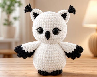 Patrón de ganchillo de búho nival, búho nival amigurumi, patrón de ganchillo de búho realista en PDF, patrón de búho nival, juguete de ganchillo DIY, idea de regalo hecho a mano