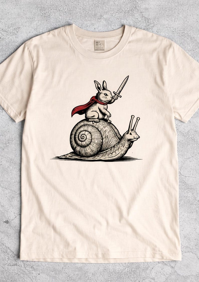 Retro Medieval Rabbit Snail Rider PNG, Vintage Fantasy Bunny Knight ...