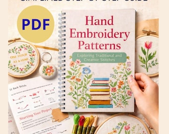 Hand Embroidery Instructional Guide, hand embroidery pattern book, Beginner Embroidery Stitches Guide, Stitch Tutorials,stitch guide pdf