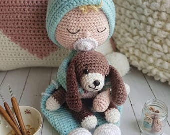 Gehäkelte Hundedecke, Häkelanleitung für ein Babykuscheltier, Amigurumi-Kuscheltier, einfache Häkelanleitung (PDF), Anleitungen für Kuscheltiere