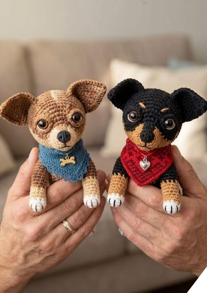 Patrón de amigurumi de chihuahua a crochet, patrón de amigurumi de chihuahua realista a crochet en PDF, tutorial de juguete de peluche para perro pequeño, mini chihuahua en PDF imagen 5