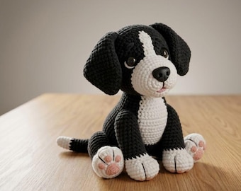 Häkelanleitung für einen Berner Sennenhund (Amigurumi) als PDF, realistische Welpen-Plüschtier-Anleitung, DIY-Geschenkidee mit Stofftier, Berner Sennenhund-Häkelanleitung