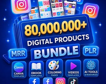 80 Million+ PLR MRR Digital Products Mega Bundle, Master Resell Rights eBooks, Courses & Templates, Ultimate PLR Bundles, Digital Download