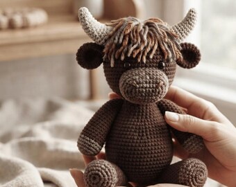Häkelanleitung für ein Hochlandrind (Amigurumi) – Kuscheltier