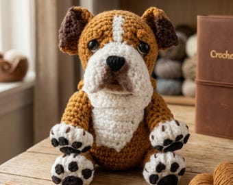 Realistic Bulldog Amigurumi Pattern, Crochet English Bulldog PDF, Life Size Dog Plushie Tutorial, Stuffed Animal DIY, Puppy Dog Plushie