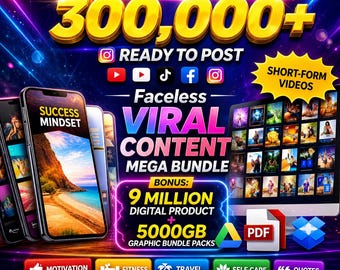 250,000+ Viral Reels Mega Bundle (PLR/MRR), Faceless Reels Content, Instagram Reels, TikTok & YouTube Shorts, 9 million Digital Download PLR
