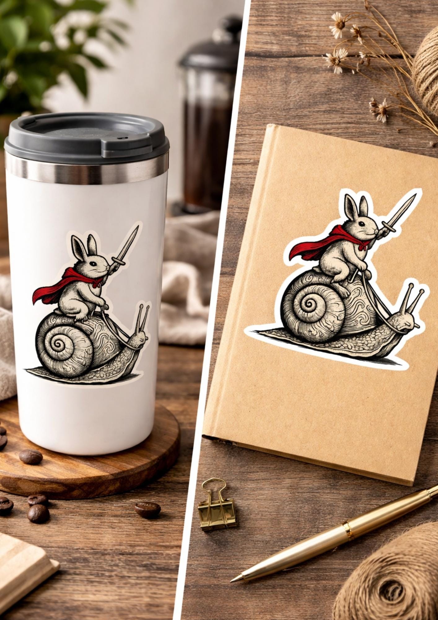 Retro Medieval Rabbit Snail Rider PNG, Vintage Fantasy Bunny Knight ...