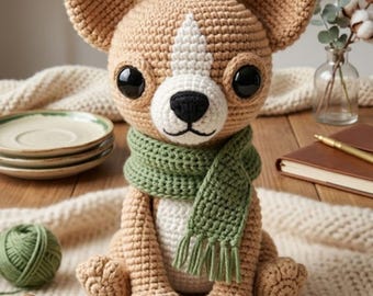Realistic Chihuahua Amigurumi Crochet Pattern PDF, Chihuahua Amigurumi Crochet Pattern, Small Dog Plush Toy Tutorial, Mini Chihuahua PDF