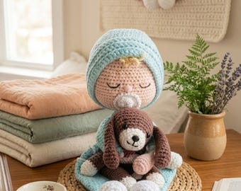 Crochet dog security blanket, crochet baby lovey pattern, Amigurumi Comforter Cuddle Toy, PDF Easy Crochet Pattern, Lovey toy patterns