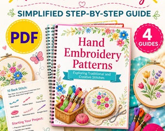 Hand Embroidery Instructional Guide, hand embroidery pattern book, Beginner Embroidery Stitches Guide, Stitch Tutorials,stitch guide pdf