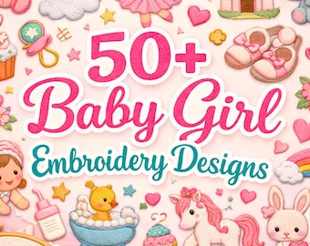 Baby Girl Embroidery Designs Bundle ,50+ Cute Girl Poses, Bear, Monogram Frame, Floral Butterfly Pattern PDF A4,only pictures and imgaes
