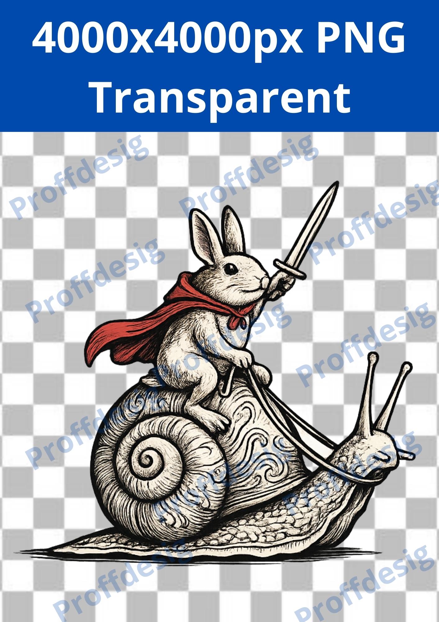 Retro Medieval Rabbit Snail Rider PNG, Vintage Fantasy Bunny Knight ...