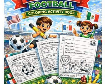 World Cup 2026 Coloring Pages Printable,Football Printable Activity Book for Kids, Soccer Games,Printable Coloring Pages (Instant Download)