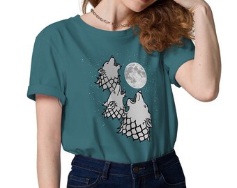 Tre T-shirt Direwolf Moon Unisex in cotone organico