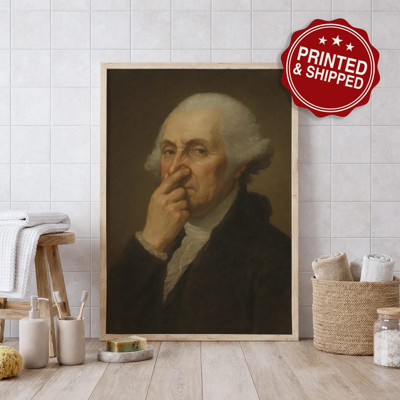 George Washington Bathroom Poster: Vintage Portrait Toilet Humor image 1
