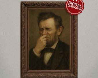 Retrato de Abraham Lincoln para imprimir para o banheiro: Arte digital divertida para download.