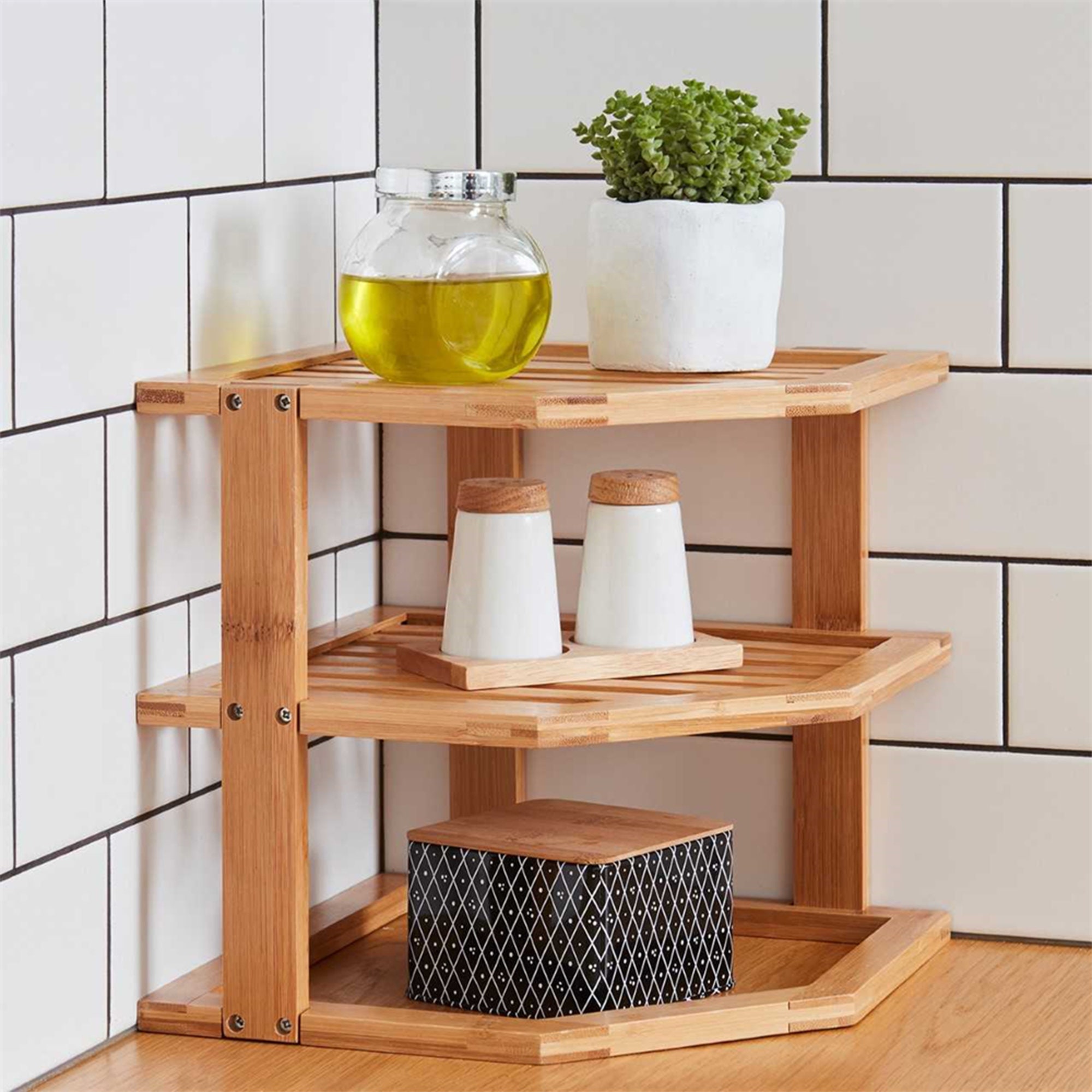 Galood Bamboo Bathroom Shelves for Wall Shelf 3 Tiers Adjustable Layer Over  The Toilet Storage with Hanging Rod Use for Bathroom Kitch