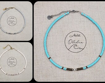 Heishi necklace 4mm turquoise / gray or pale pink
