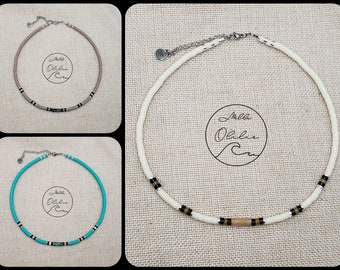Heishi necklace 4mm turquoise / taupe or ivory