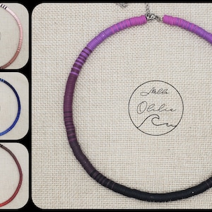 Heishi Halskette 6mm Ombre / Dark Tie&Die (lila/blau/braun oder rot)