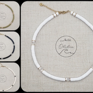 Heishi necklace 6mm multicolor white / khaki / black / ivory