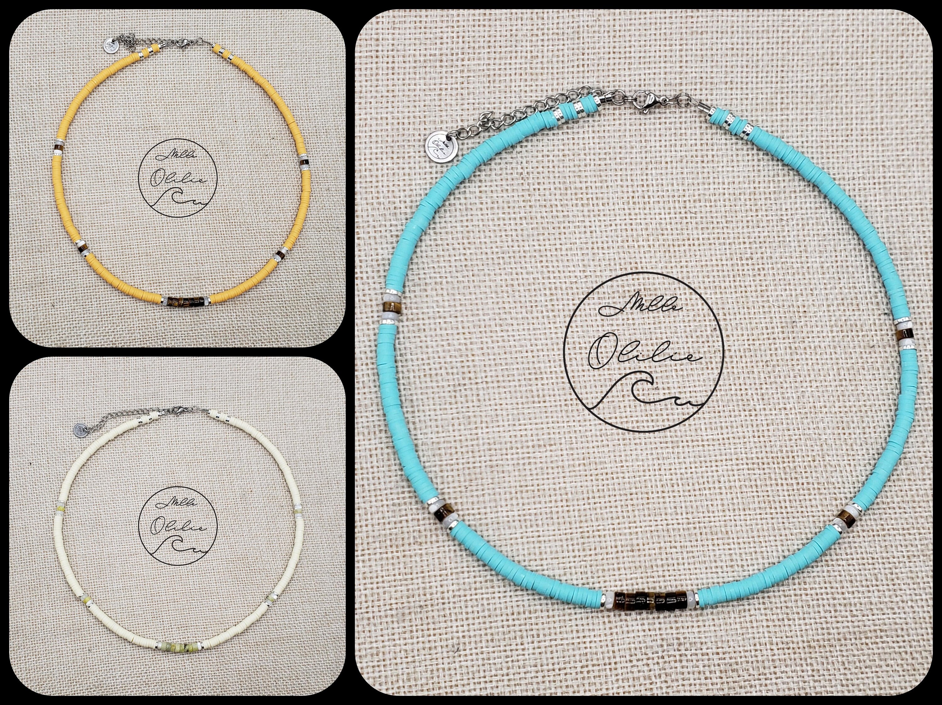 Heishi necklace 4mm turquoise, pale yellow or mustard