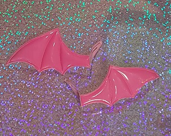 Pink bat wing hair clips home made
