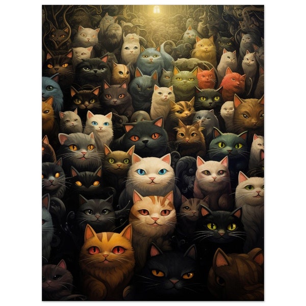 Eine Welt voller Katzen, Surrealismus, Kunst, Wandkunst