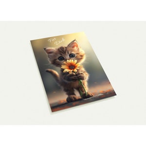10 cartões postais, gatinho com flor, para você, (frente e verso, envelopes padrão)