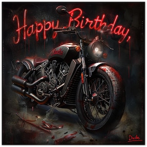 10 Geburtstagskarten, Happy Birthday Dude, Motorrad, Biker