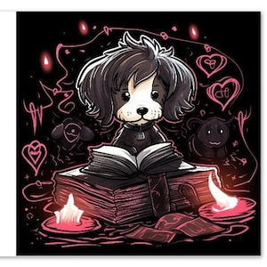 10 Greeting Cards, Witch Dog, Books, Alchemy, Magic, Set of 10 Greeting Cards (Standard Envelopes)